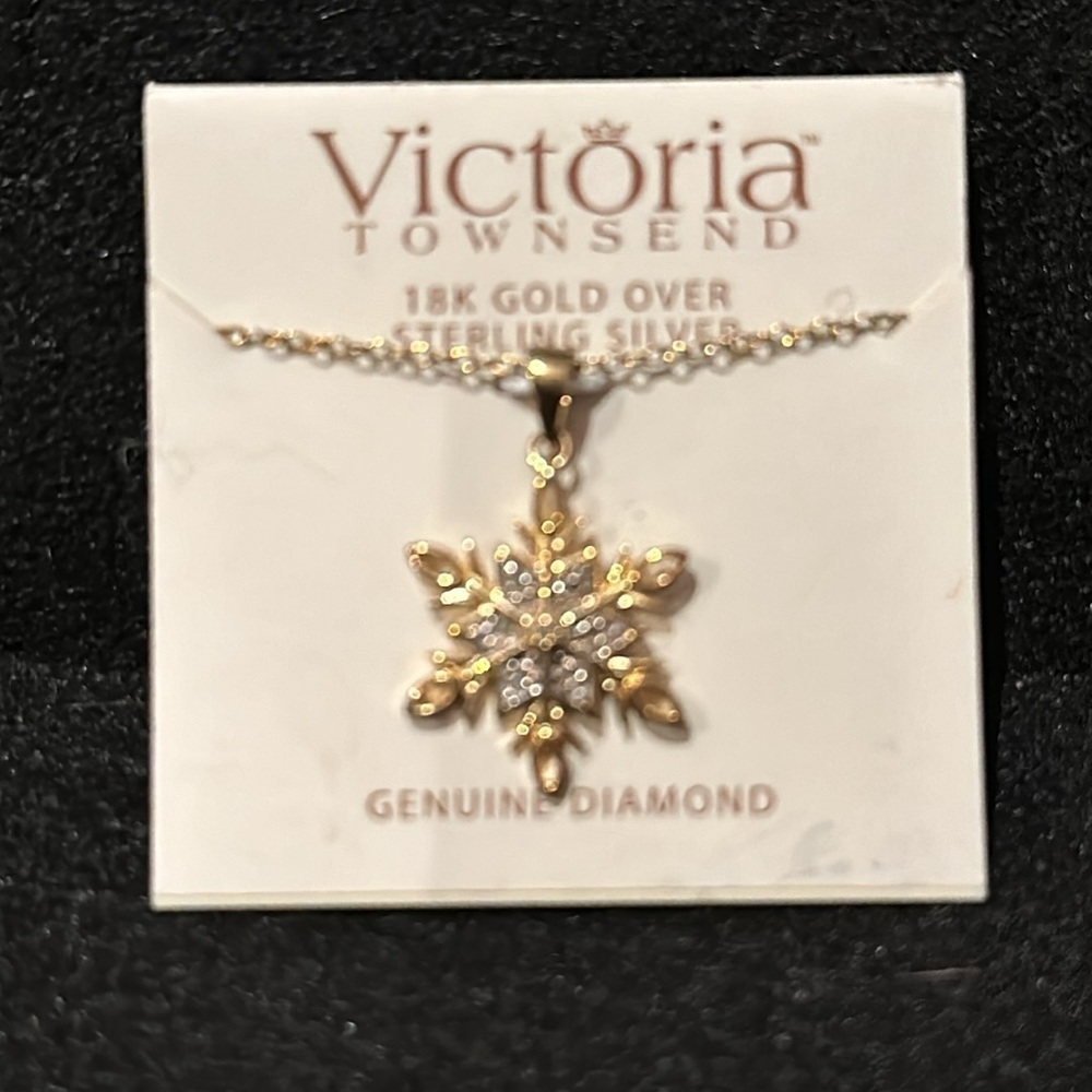 Victoria Townsend 18K Gold over Sterling Silver Snowflake Charm Necklace…